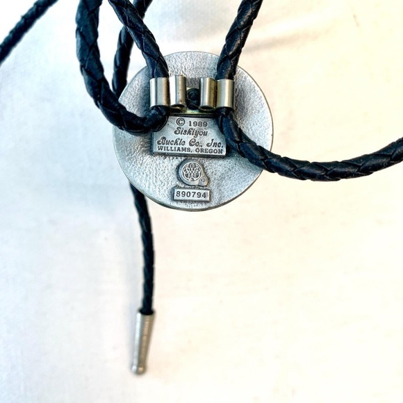 Rare Find Vintage Cat Eye backing 1921 Morgen Silver Dollar Sterling Bolo Tie - Picture 3 of 3